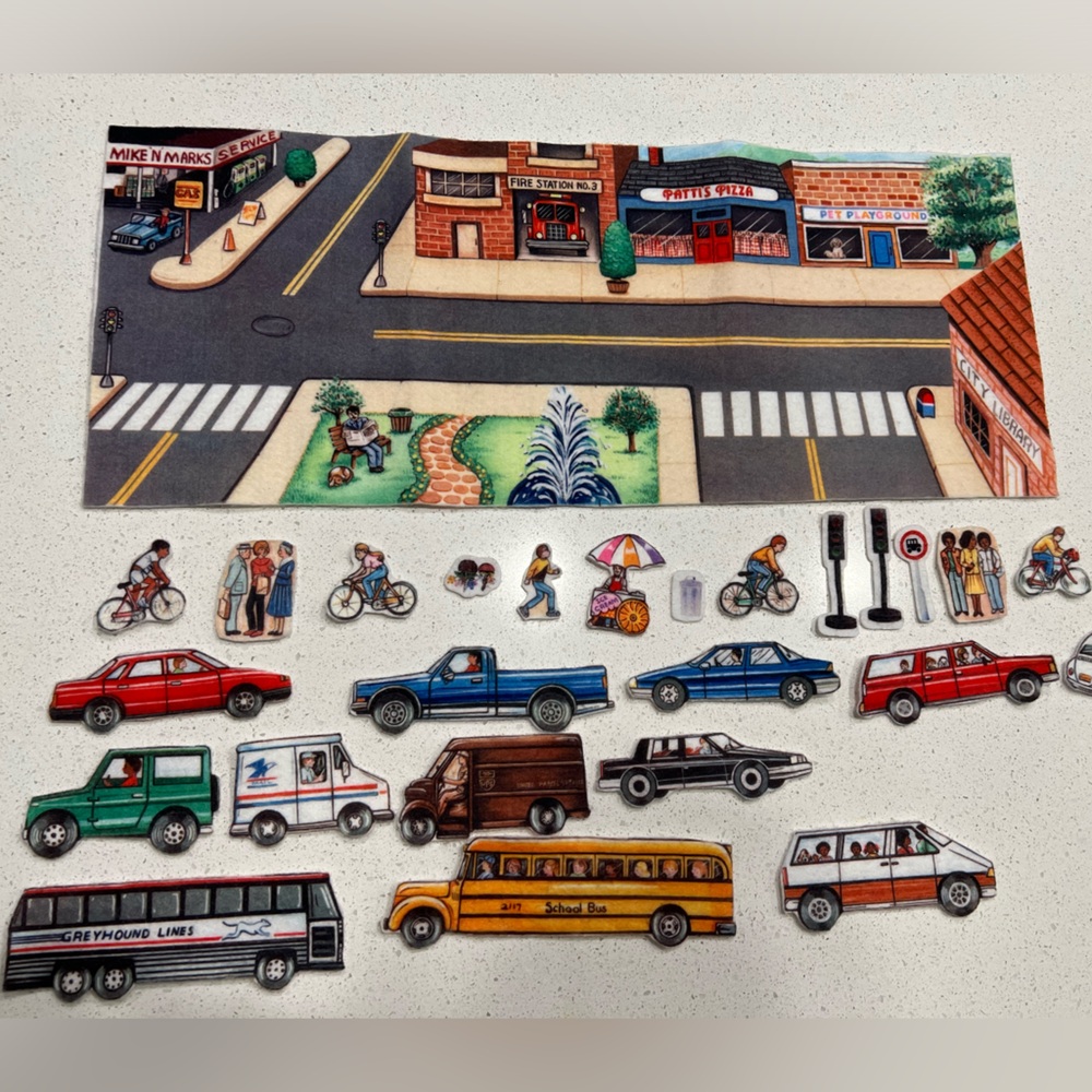 Little folk visuals precut felt flannel road / traffic scene